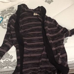 Hooded black and grey striped Roxy Cardigan